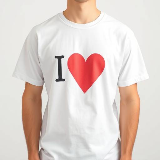 Camiseta branca com a frase 'Eu ❤️ Estamparia Criativa' estampada